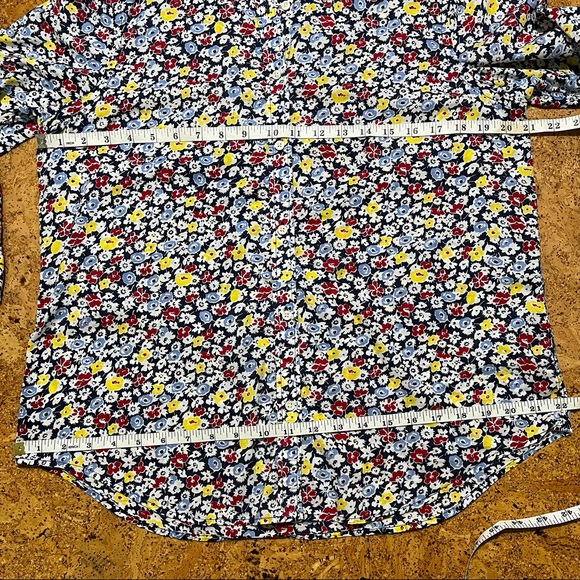 Lauren Ralph Lauren Floral 100% Cotton 3/4 Sleeve Button Down Shirt Sz L - Picture 8 of 9